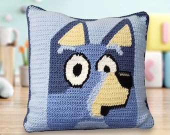 Crochet Bluey Pillow Pattern PDF with Graph Uses Advanced Stitch, Toddlers Kids and Children Decorations Soft Comfortable Sleep Bluey Lovers