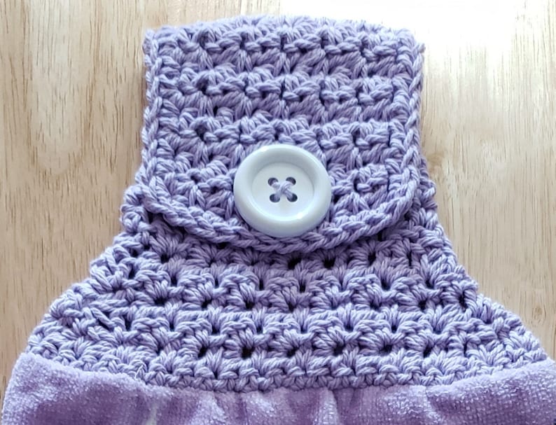 Crochet Towel Topper Pattern Hanging Kitchen Dish Towel Tea Towel Topper Creates Self-Folding Towel Written Pattern Beginner Friendly Easy image 1