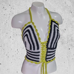 Glowing Crochet Beetlejuice Inspired Corset. 100% Cotton. Glows in the Dark. Made to Order. Medium Shown Here.