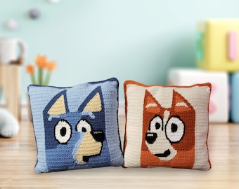 Bundle Heeler 18 inch Pillow Crochet Pattern PDF with Graph Toddlers Kids and Children Decorations Soft Comfortable Bluey and Bingo Lovers