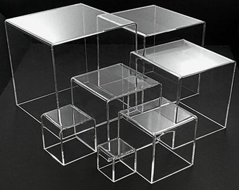 T'z Tagz Clear Acrylic Display Stand 5-Sided Stackable Box, Bin or Dust Cover