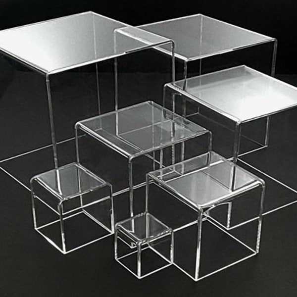 T'z Tagz Clear Acrylic Display Stand 5-Sided Stackable Box, Bin or Dust Cover