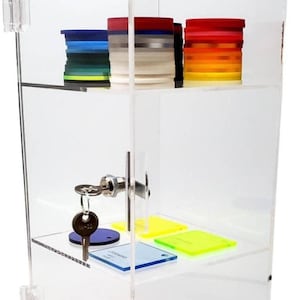 T'z Tagz 3 Shelf Clear Acrylic Display Case, Locking Showcase Cabinet 16"H