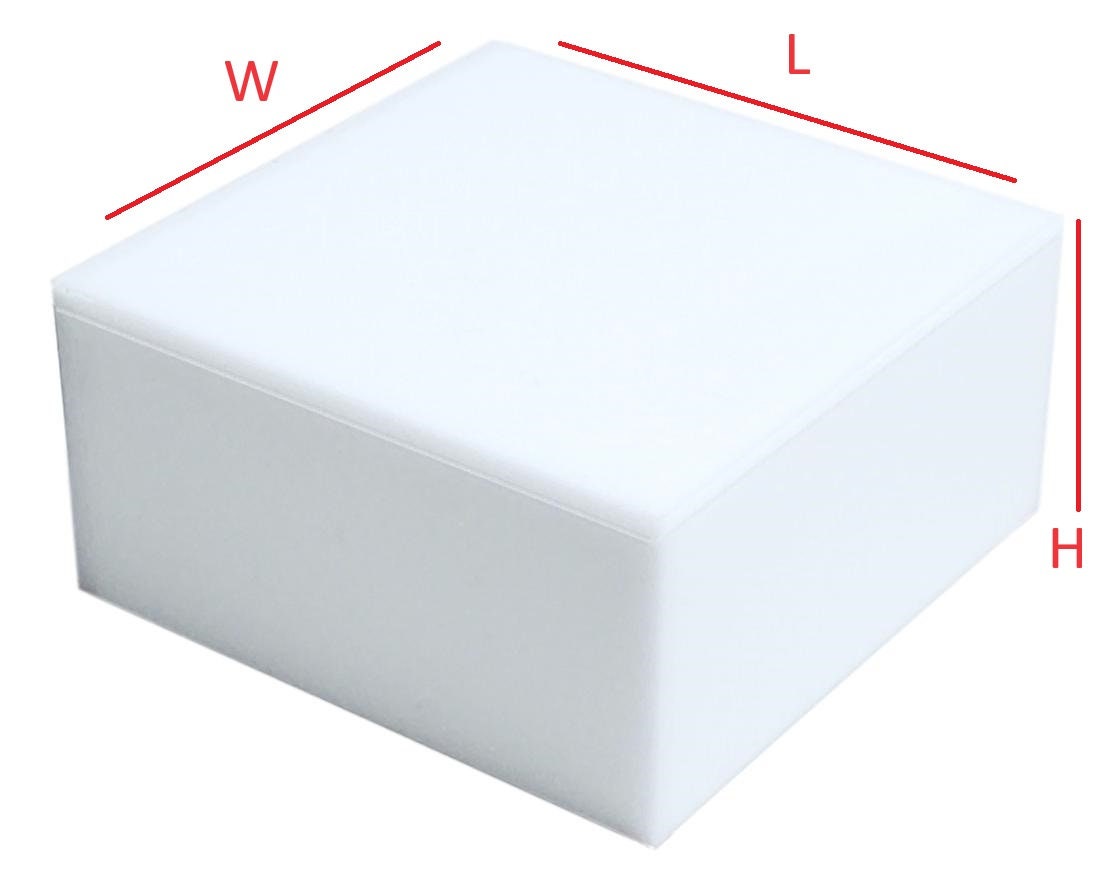 T'z Tagz New 2x2x1.5 White Acrylic Display Tray Riser Box Cube Pedestal Stand