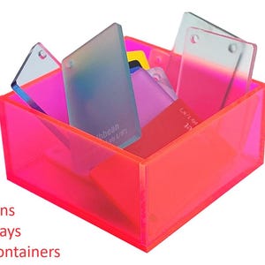 T'z Tagz 4x4x2 Neon Red/Pink Acrylic Display Tray Decorative Box Cube Stands