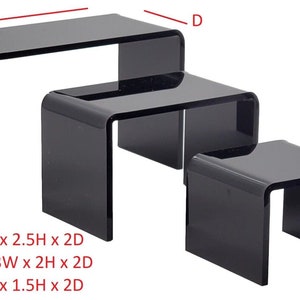 T&#39;z Tagz New Glossy Solid Black Acrylic Riser Display Stands for Marketing