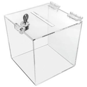T'z Tagz Clear Acrylic Locking Donation, Ballot, Suggestion, Charity Box Display