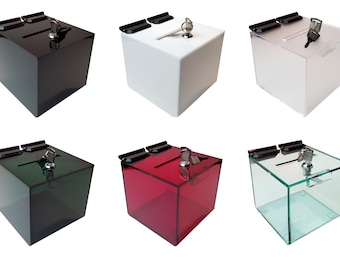 T&#39;z Tagz Color Variation Acrylic Locking Donation, Ballot, Suggestion Box