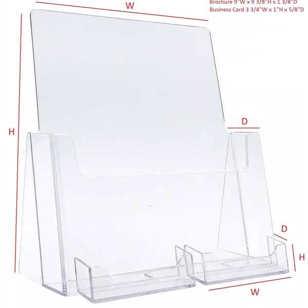 T'z Tagz New Clear 8.5x11 Full-Page Brochure Holder w 2 Business Card Holders