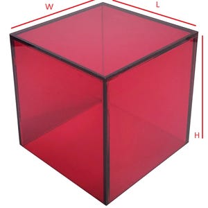 T'z Tagz New 6x6x6 Dark Red Acrylic Display Box Decorative Cube Stands Bins