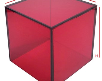 4x4x4 Dark Red Acrylic Display Boxes Decorative Cube Stands, Trays & Bins