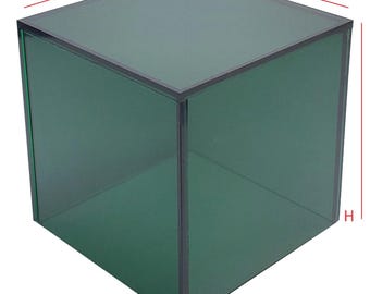 T'z Tagz New 4x4x4 Dark Green Acrylic Display Box Decorative Cube Stands Bins
