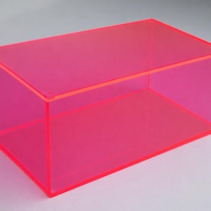 T'z Tagz Custom Acrylic Box 12×7×5 | Neon Pink or Neon Green | 3mm (1/8") Thick | Fitted Lid + Top Knob