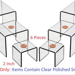 T'z Tagz Brand New Clear Acrylic Risers 2 3 4 Inch Showcase Display Stands 6 pc