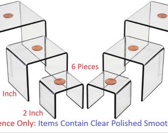 T'z Tagz Brand New Clear Acrylic Risers 2 3 4 Inch Showcase Display Stands 6 pc