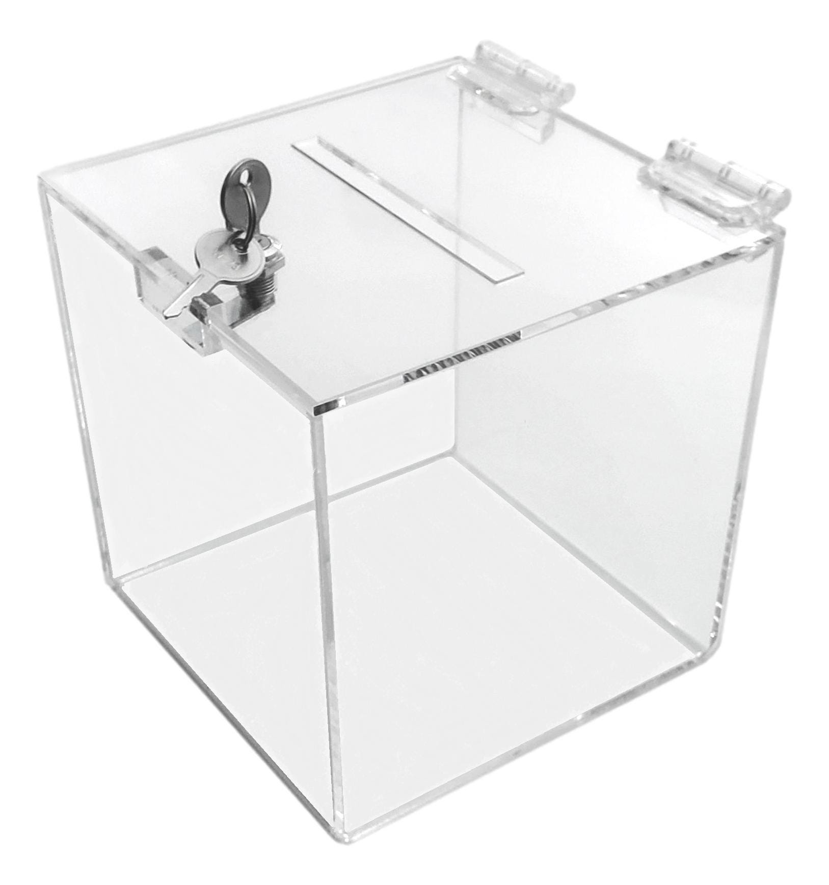 T'z Tagz Clear Acrylic Locking Donation, Ballot, Suggestion, Charity Box Display