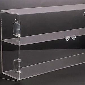 T&#39;z Tagz Clear Acrylic Display Case 2 Shelf Wall Mount or Countertop Box Cabinet