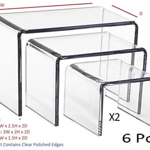 T&#39;z Tagz 2 Sets Clear Acrylic Risers Jewelry Display Stands Collectible Showcase