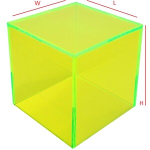 Neon Blue Acrylic Display Cube - 6x6x6 Inch Decorative Showcase Box For Retail & Collections