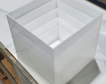 T&#39;z Tagz Custom Acrylic Boxes & Cubes White Display Stands and many other colors. All sizes welcome!