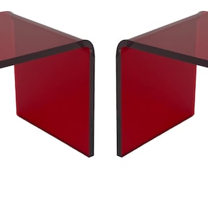 T'z Tagz Any 8-Inch-Deep Transparent Red Acrylic Riser Display Stands 2 Pack