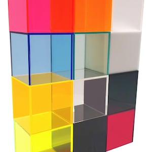 T’z Tagz 4x4x3 Acrylic Display Box – Clear/Colorful Open‑Top Cube – 1/8" Thick