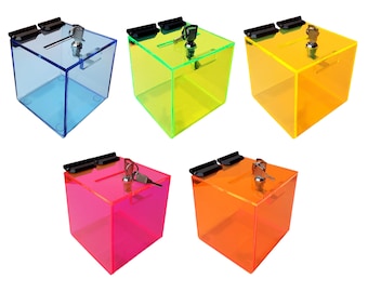 T'z Tagz Neon Color Variation Acrylic Locking Donation, Ballot, Suggestion Box