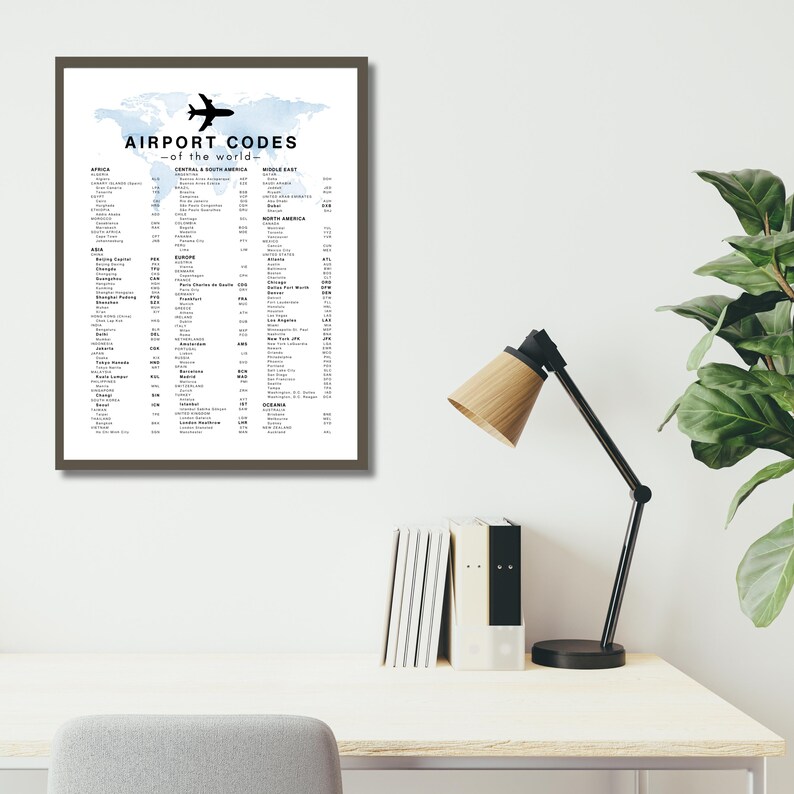 World Airport Code Poster With Map Image - Travel Wall Art - Etsy Canada