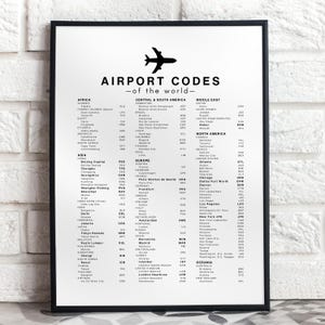 World Airport Code Poster | Travel Wall Art | Travel Gift
