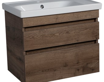 Modern Wall-Mounted Bathroom Vanity with Washbasin | Niagara Rosewood Collection | Non-Toxic Fire-Resistant MDF-24