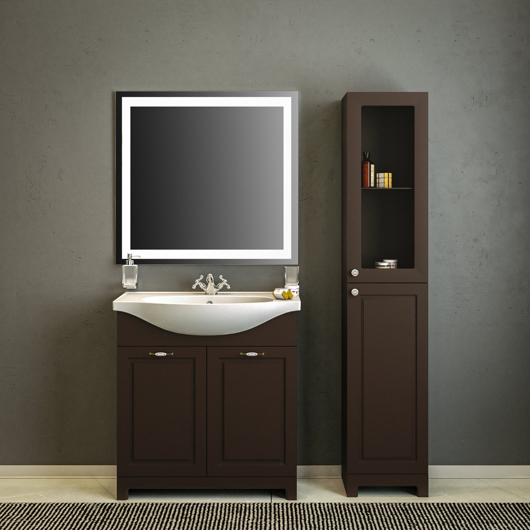 Modern Free Standing Bathroom Vanity With Washbasin | Classic Brown ...