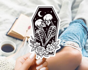 The Lovers Coffin Skeleton Sticker, Witchy Stickers, Spooky Season, Dark Academia, Tarot Card, Laptop Stickers, Water Bottle Stickers