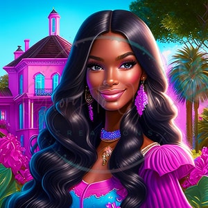 Beautiful Melanin Barbie Magic Dreamhouse PNG clipart Tshirt Tumbler Sublimation DTF