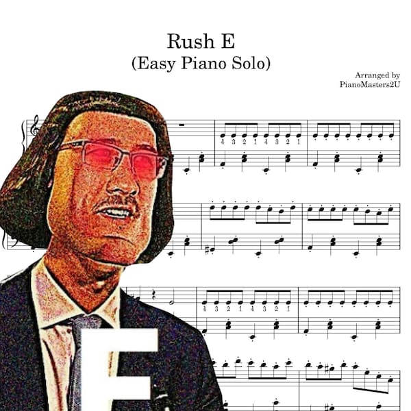Rush E - EASY Piano Solo Arrangement Sheet Music Télécharger PDF imprimable 2 pages Version jouable Markiplier