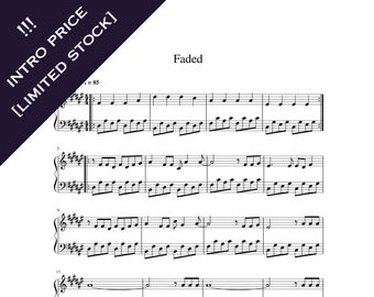 Faded - Alan Walker Partituras para piano fáciles Descargar PDF imprimible 2 páginas Amor romántico para piano Película insidiosa Solo de piano popular Faded