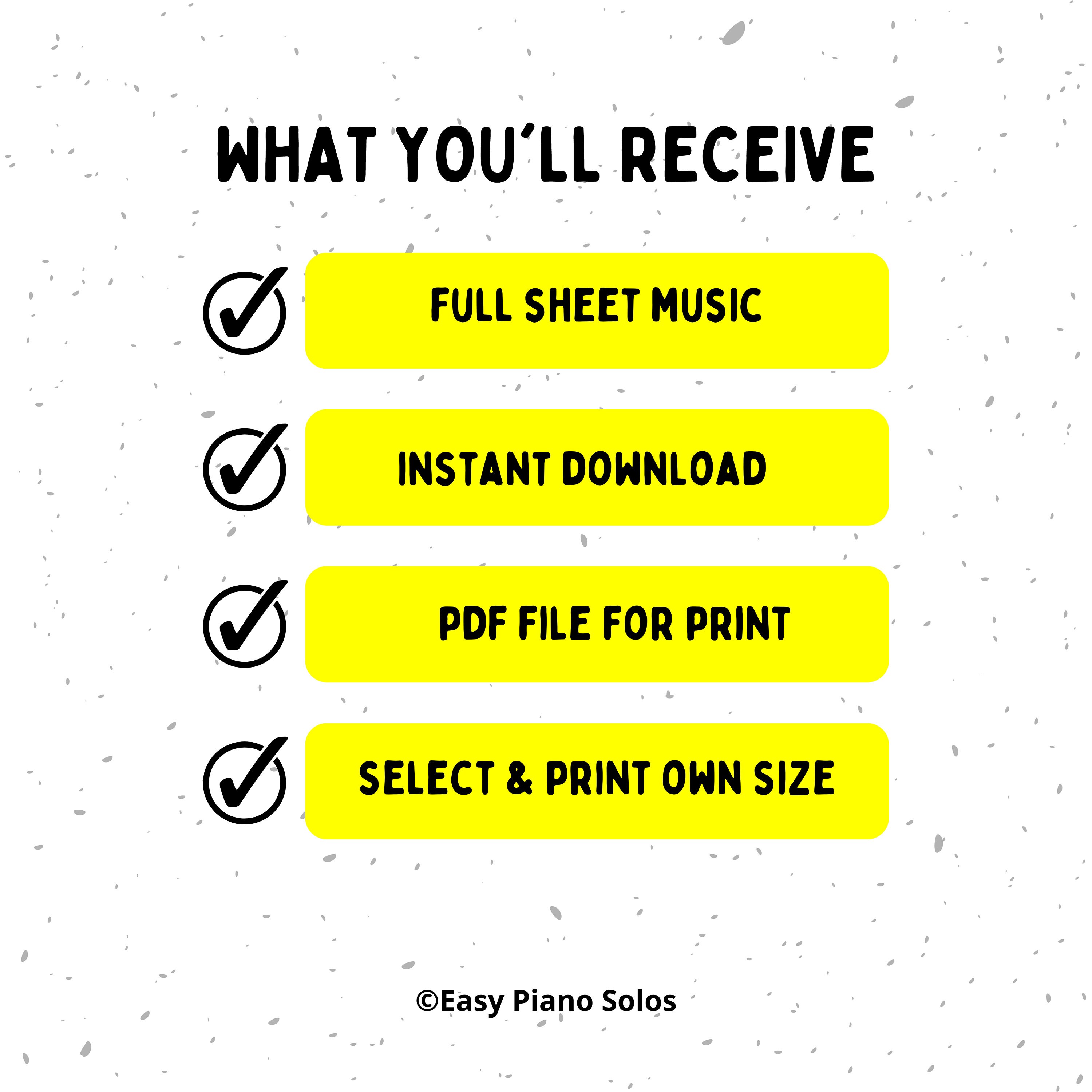 Rush e easy piano solo arrangement sheet music download printable pdf