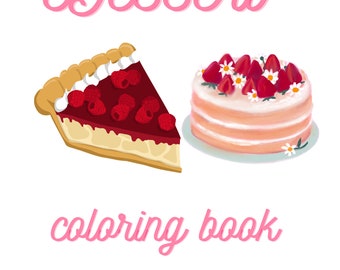 Libro da colorare per dessert, libro da colorare per alimenti, scarica file digitale
