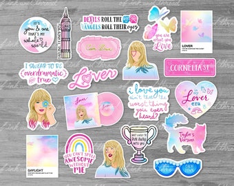 Lover Stickers  | Set of Glossy Die-Cut Vinyl Stickers | TS inspired song lyrics quotes