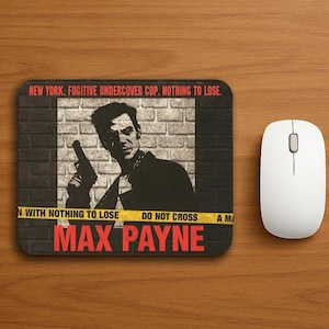 Mouse Pad Max Payne: Tapete de mesa para jogos Gritty Crime Scene