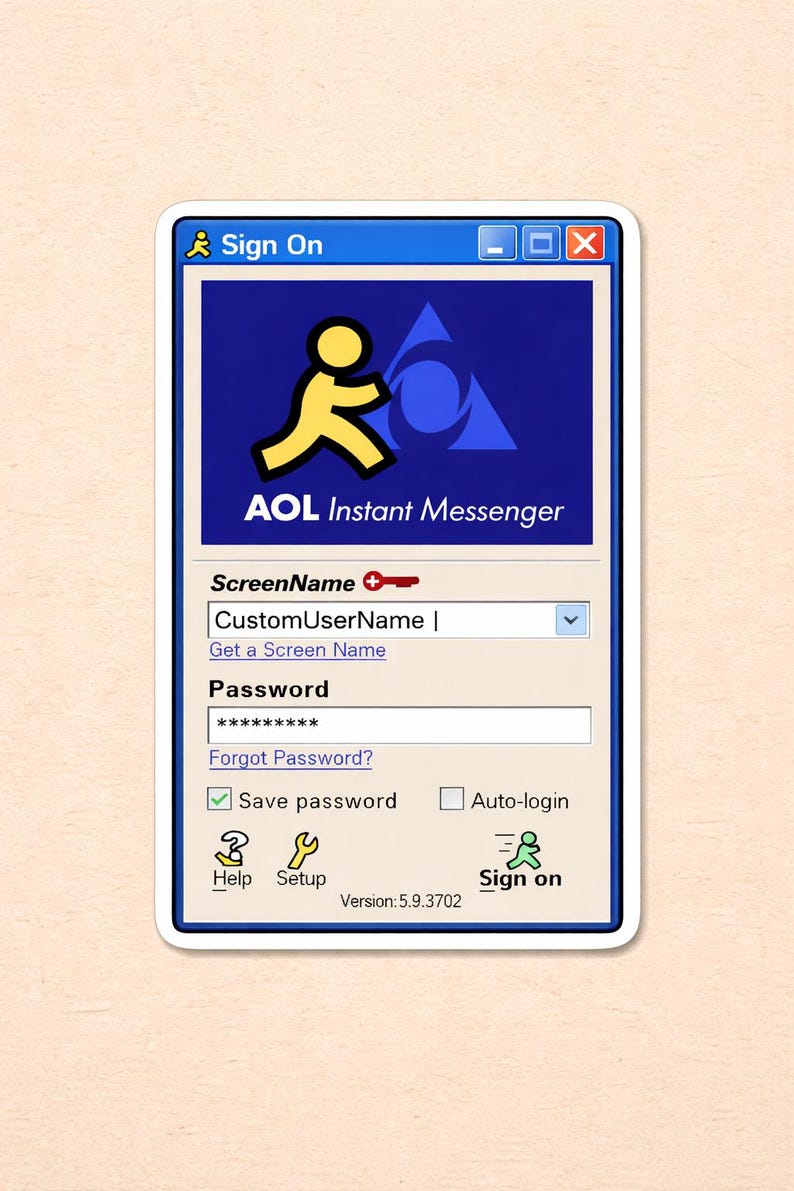 Aol Text Window AOL Instant Messenger Personalized Sticker, 90s Retro Tech, Laptop ...