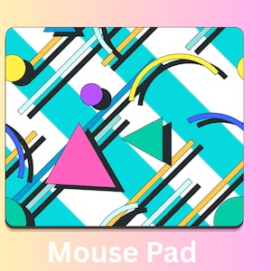 Retro 90s Geometric Mouse Pad Colorful Abstract Desk Accessory, Modern Graphic Design