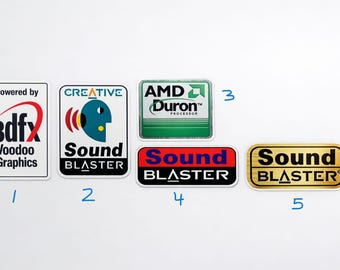 3dfx voodoo creative sound amd duron sound blaster desktop case sticker