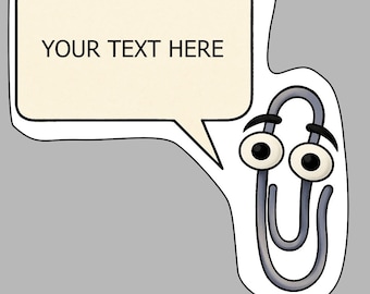 Funny Clippy Sticker: Retro Office Humor - Personalized Text pack of 2