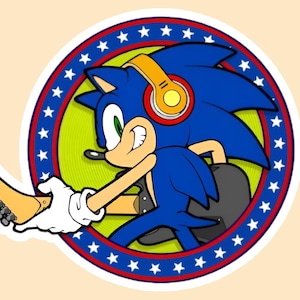 Sonic the Hedgehog sticker vinyl guitar player Sonic adventure LARGE PRINT Next Day Shipping! includes tracking