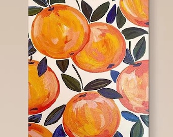 Bright Orange Acrylic Painting, Hand Painted Oil Art on Canvas, Large Size Dining Room Wall Decor, Personalized Heavy Textured Art Decor