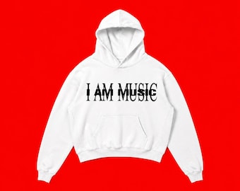 Sudadera con capucha extragrande de tejido grueso PBC I Am Music, estilo streetwear con estampado gráfico (400 GSM)