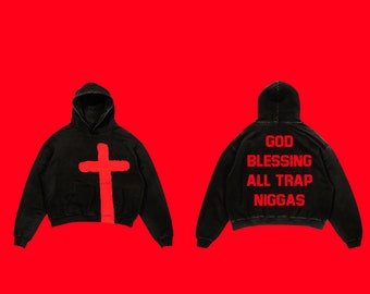 Trap N*ggas Oversized Streetwear Hoodie, Heavyweight, Graphic Print, Unisex Streetwear, 400 GSM, Limited Quantity.
