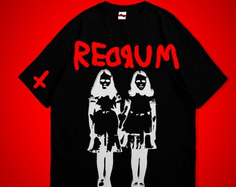 The Shining inspired " REDRUM " tee *, creepy, unsettling art, made with high quality puff printing and fabric. 10 of 10.