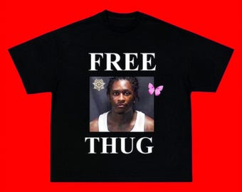 FREE THUG - Camiseta holgada de corte recto Free King Slime, estampado gráfico, estilo streetwear hip hop unisex.