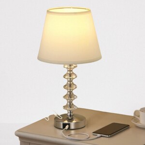 Crystal Table Lamp, 3-Way Dimmable Color Touch Control USB